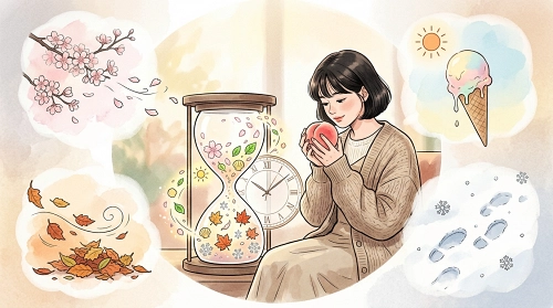 봄 여름 가을 겨울 시간의 흐름을 나타내는 일러스트