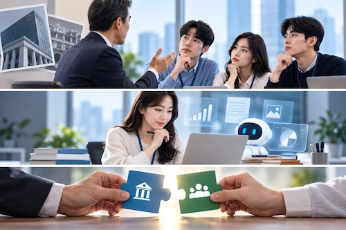 기업교육에서 회사 특성과 트렌드의 교집합을 설계하는 과정.