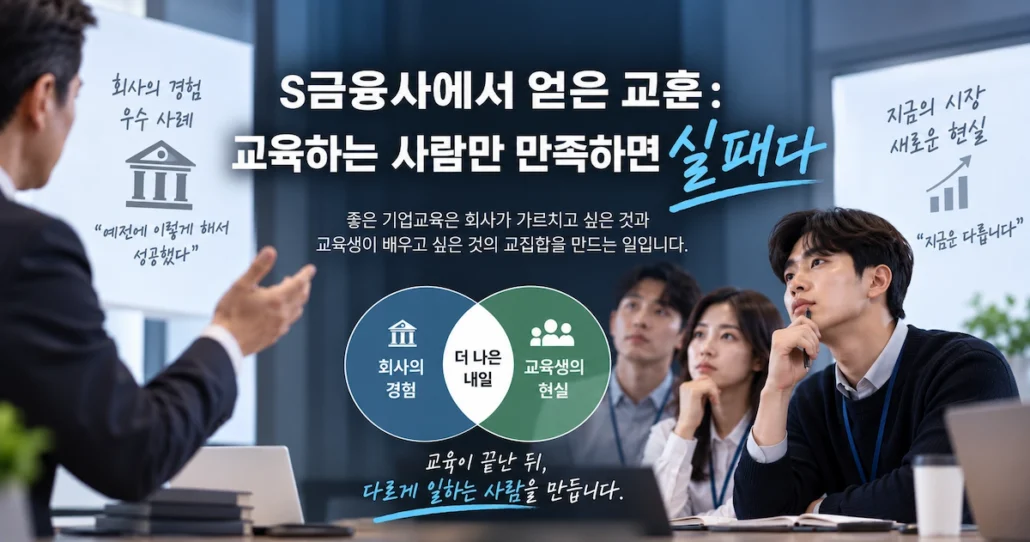 S금융사에서 얻은 교훈, 교육하는 사람만 만족하면 실패다.